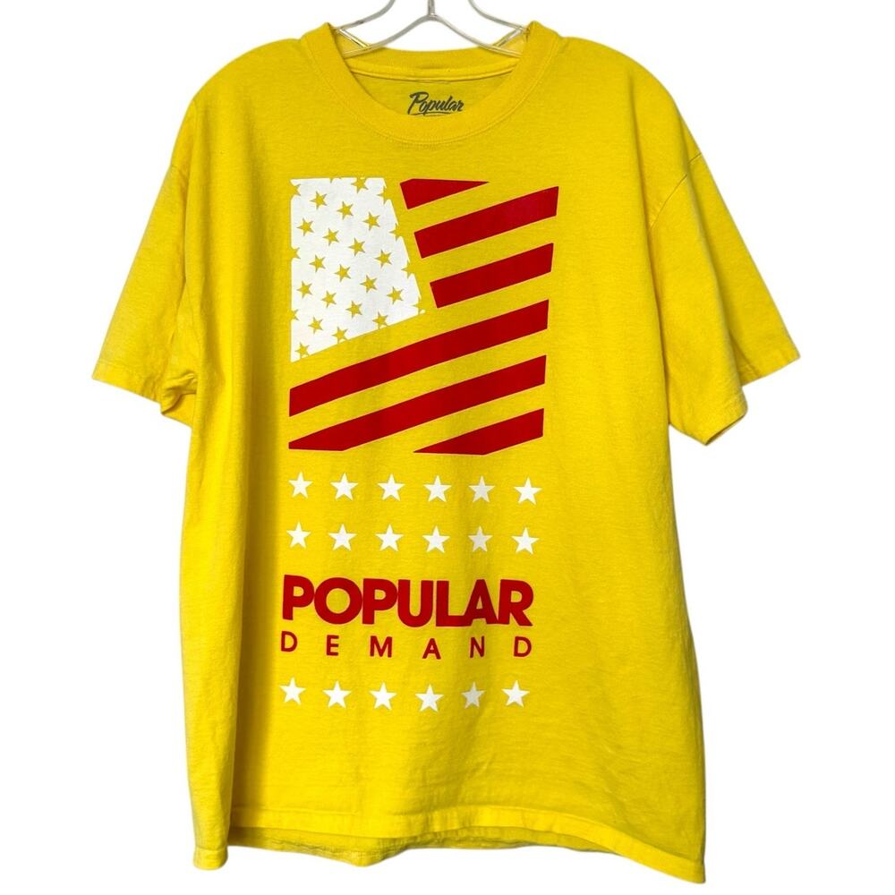Vintage Mens T-Shirt Short Sleeve Shirt Athleisure Tee Crew Neck Yellow Large